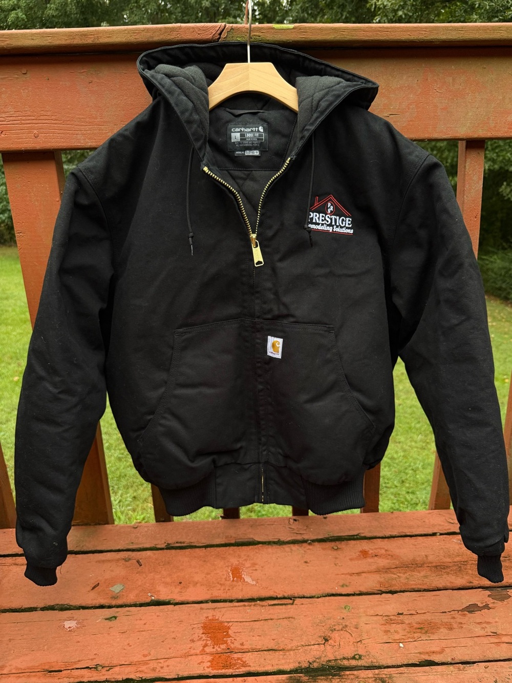 Carhartt mens J140 Duck Active Jacket with hood. With company embroidery. L